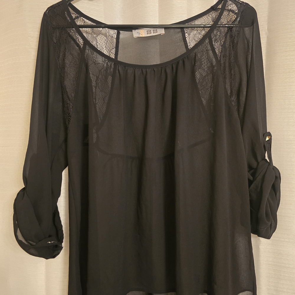 Elegant Black Lace Women's Top
